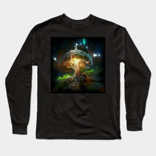 Fantasy Mushroom Glowing Tree Art Long Sleeve T-Shirt